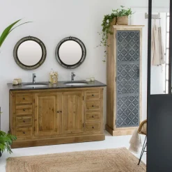 Made in Meubles Meuble sous vasque en bois recyclé Ambre