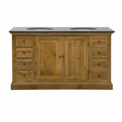 Made in Meubles Meuble sous vasque en bois recyclé Ambre