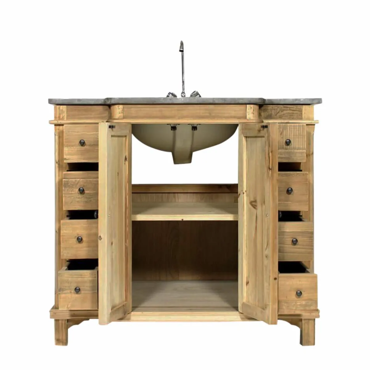 Made in Meubles Meuble sous vasque en bois recyclé Bianca