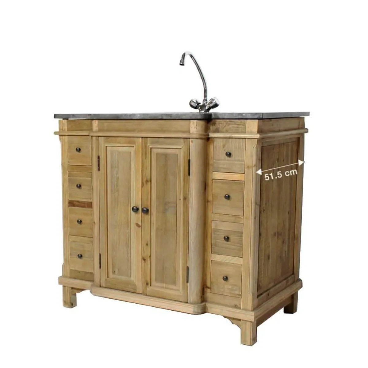 Made in Meubles Meuble sous vasque en bois recyclé Bianca