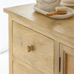 Made in Meubles Meuble sous vasque en bois de manguier blanchi Ronan