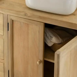 Made in Meubles Meuble sous vasque en bois de manguier blanchi Ronan