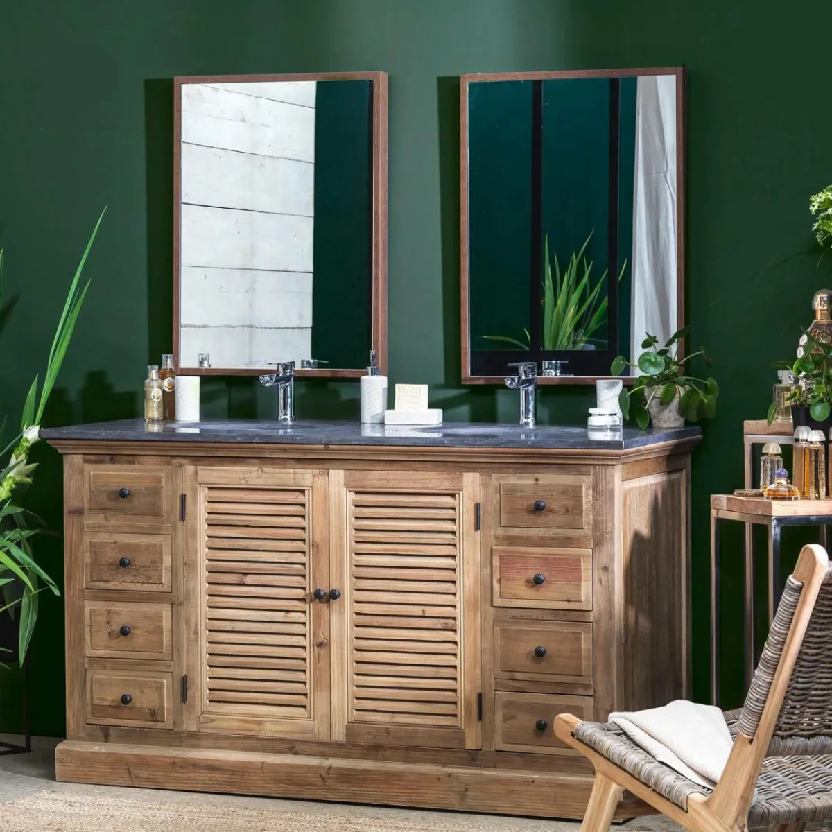 Made in Meubles Meuble sous vasque en bois recyclé Zephyr
