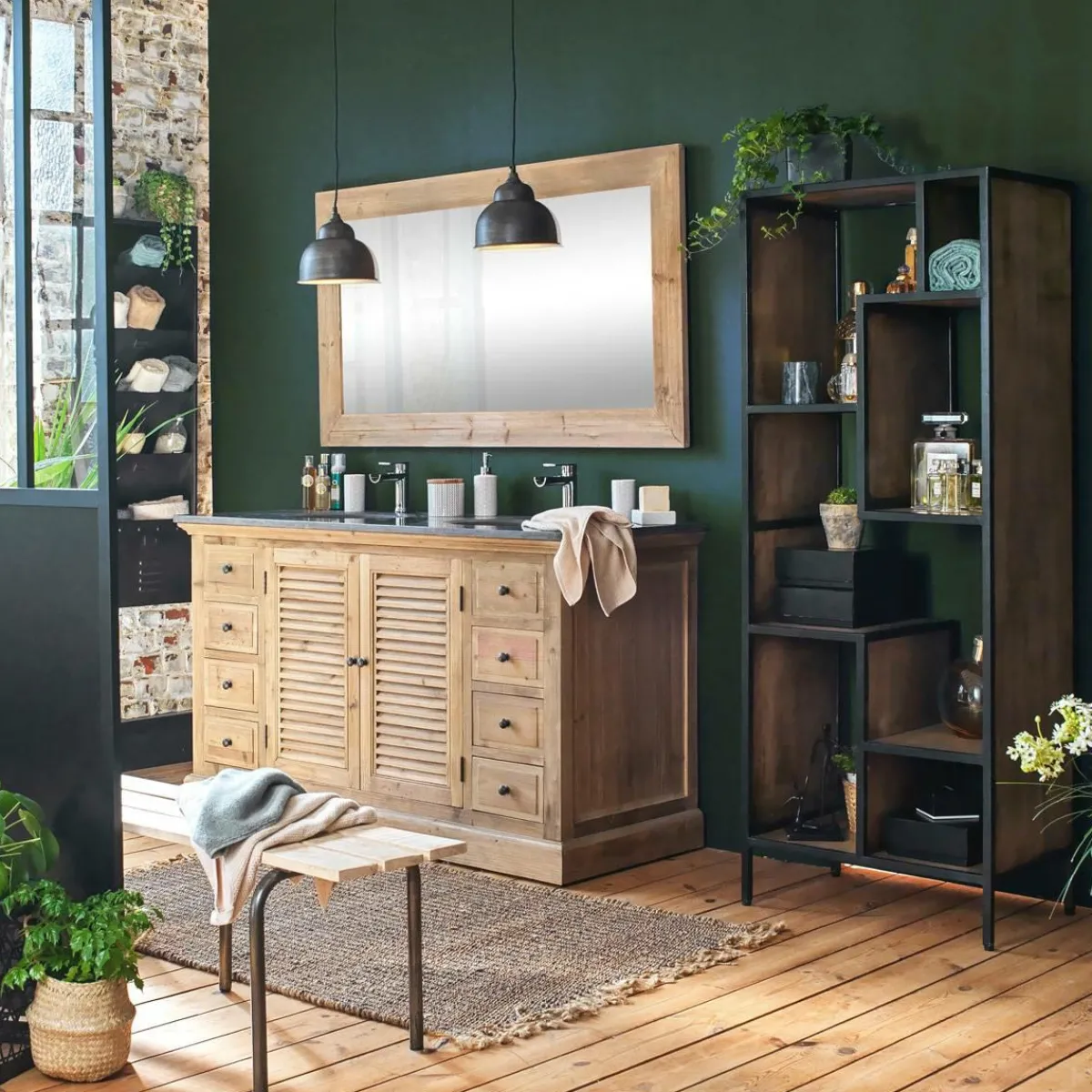 Made in Meubles Meuble sous vasque en bois recyclé Zephyr