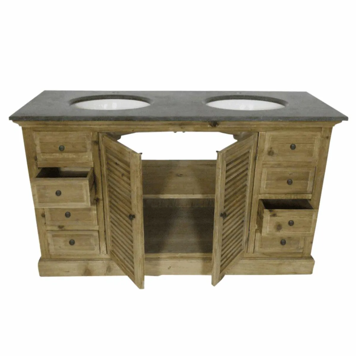 Made in Meubles Meuble sous vasque en bois recyclé Zephyr