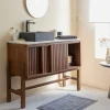 Made in Meubles Meuble sous vasque en bois d'acacia et terrazzo Kaelis