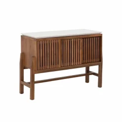 Made in Meubles Meuble sous vasque en bois d'acacia et terrazzo Kaelis