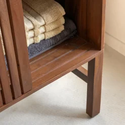 Made in Meubles Meuble sous vasque en bois d'acacia et terrazzo Kaelis