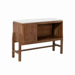 Made in Meubles Meuble sous vasque en bois d'acacia et terrazzo Kaelis