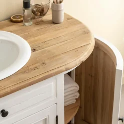 Made in Meubles Meuble sous vasque en bois recyclé Garance