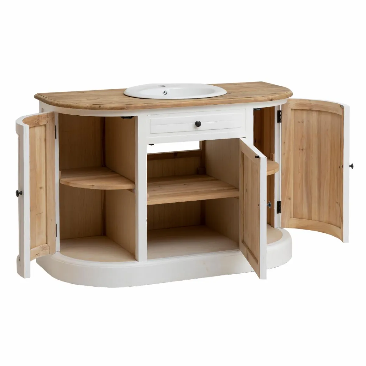 Made in Meubles Meuble sous vasque en bois recyclé Garance