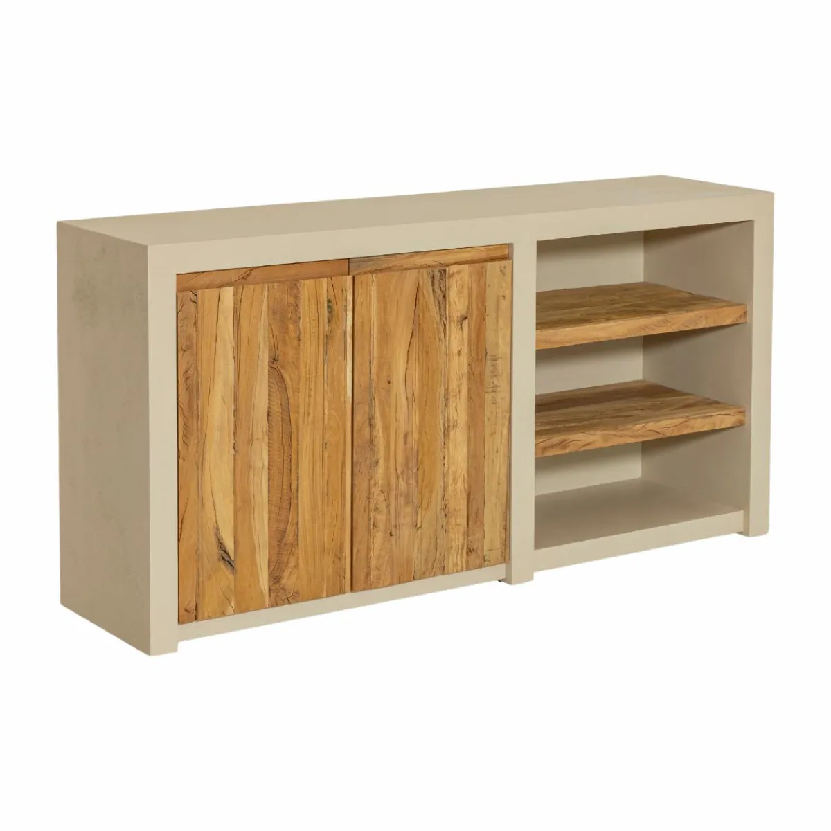 Made in Meubles Meuble sous vasque en bois effet béton et bois recyclé Dalva