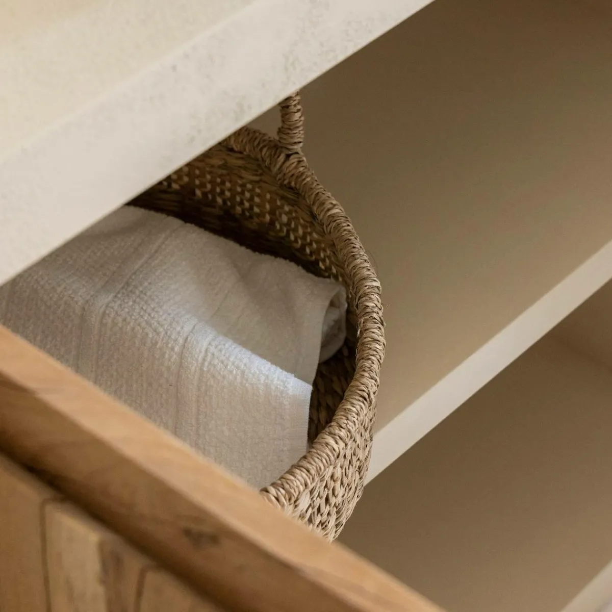 Made in Meubles Meuble sous vasque en bois effet béton et bois recyclé Dalva
