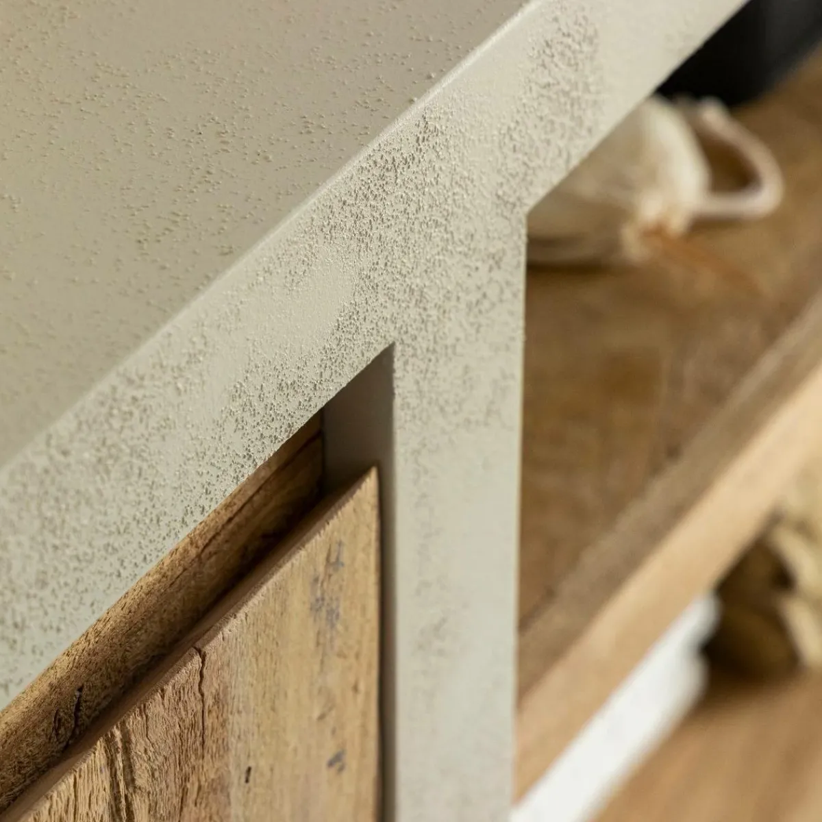 Made in Meubles Meuble sous vasque en bois effet béton et bois recyclé Dalva