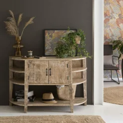Made in Meubles Meuble sous vasque en bois de manguier blanchi Sienna