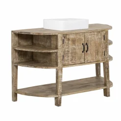 Made in Meubles Meuble sous vasque en bois de manguier blanchi Sienna