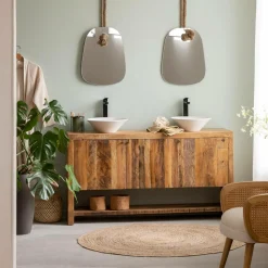 Made in Meubles Meuble sous vasque en bois recyclé Naël