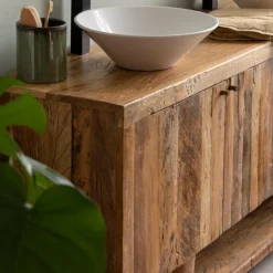 Made in Meubles Meuble sous vasque en bois recyclé Naël