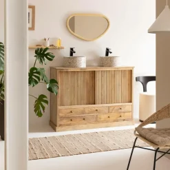 Made in Meubles Meuble sous vasque en bois de manguier Liora