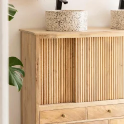 Made in Meubles Meuble sous vasque en bois de manguier Liora