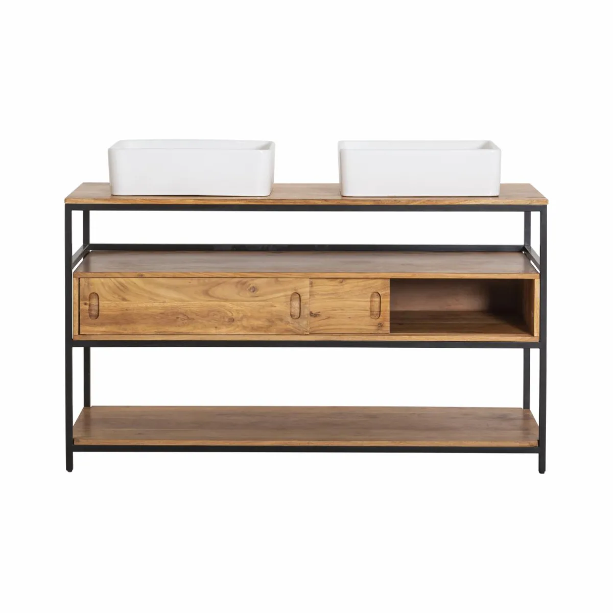 Made in Meubles Meuble sous vasque en bois d'acacia et métal Montréal