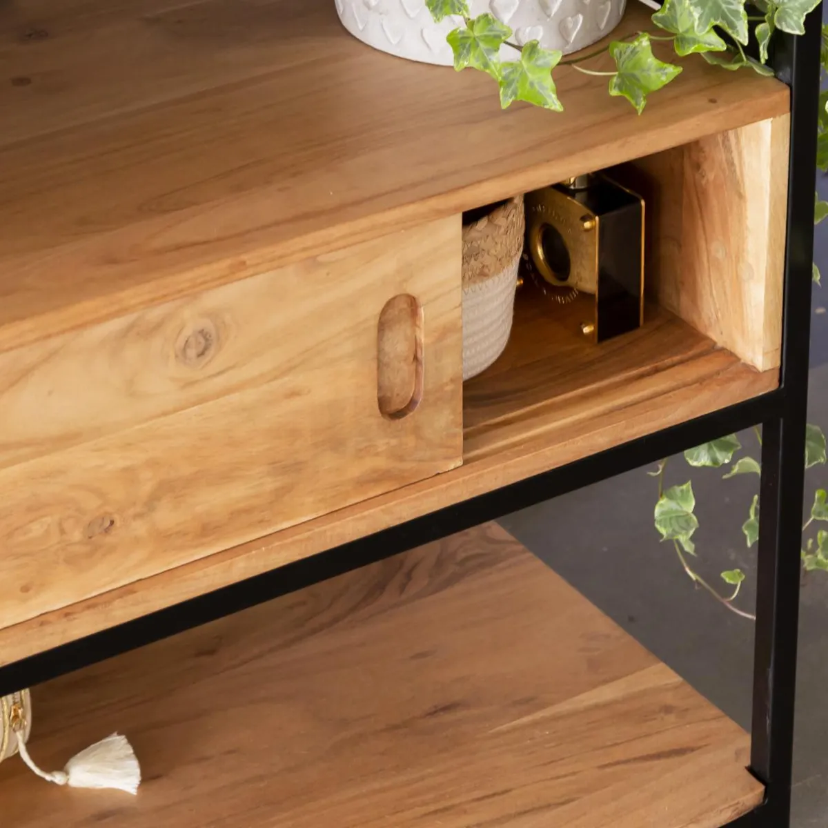 Made in Meubles Meuble sous vasque en bois d'acacia et métal Montréal