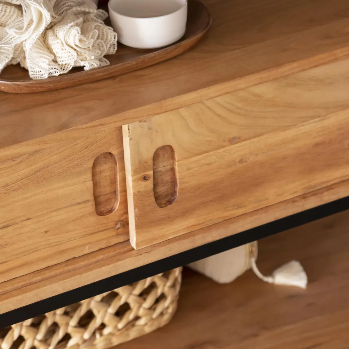 Made in Meubles Meuble sous vasque en bois d'acacia et métal Montréal