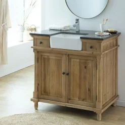 Made in Meubles Meuble sous vasque en bois recyclé Paz