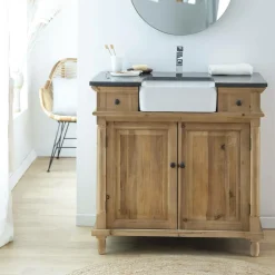 Made in Meubles Meuble sous vasque en bois recyclé Paz