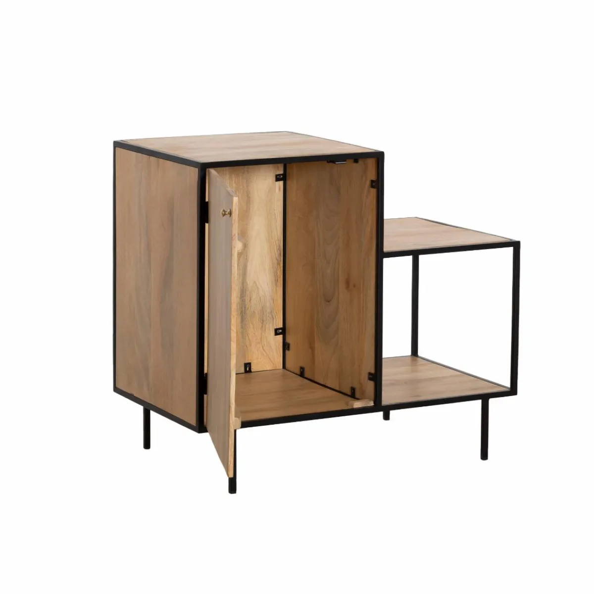 Made in Meubles Meuble sous vasque en bois de manguier et métal Agathe