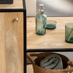 Made in Meubles Meuble sous vasque en bois de manguier et métal Agathe