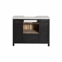 Made in Meubles Meuble sous vasque en bois recyclé et marbre Lizon