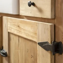 Made in Meubles Meuble sous vasque en bois recyclé et marbre Lizon