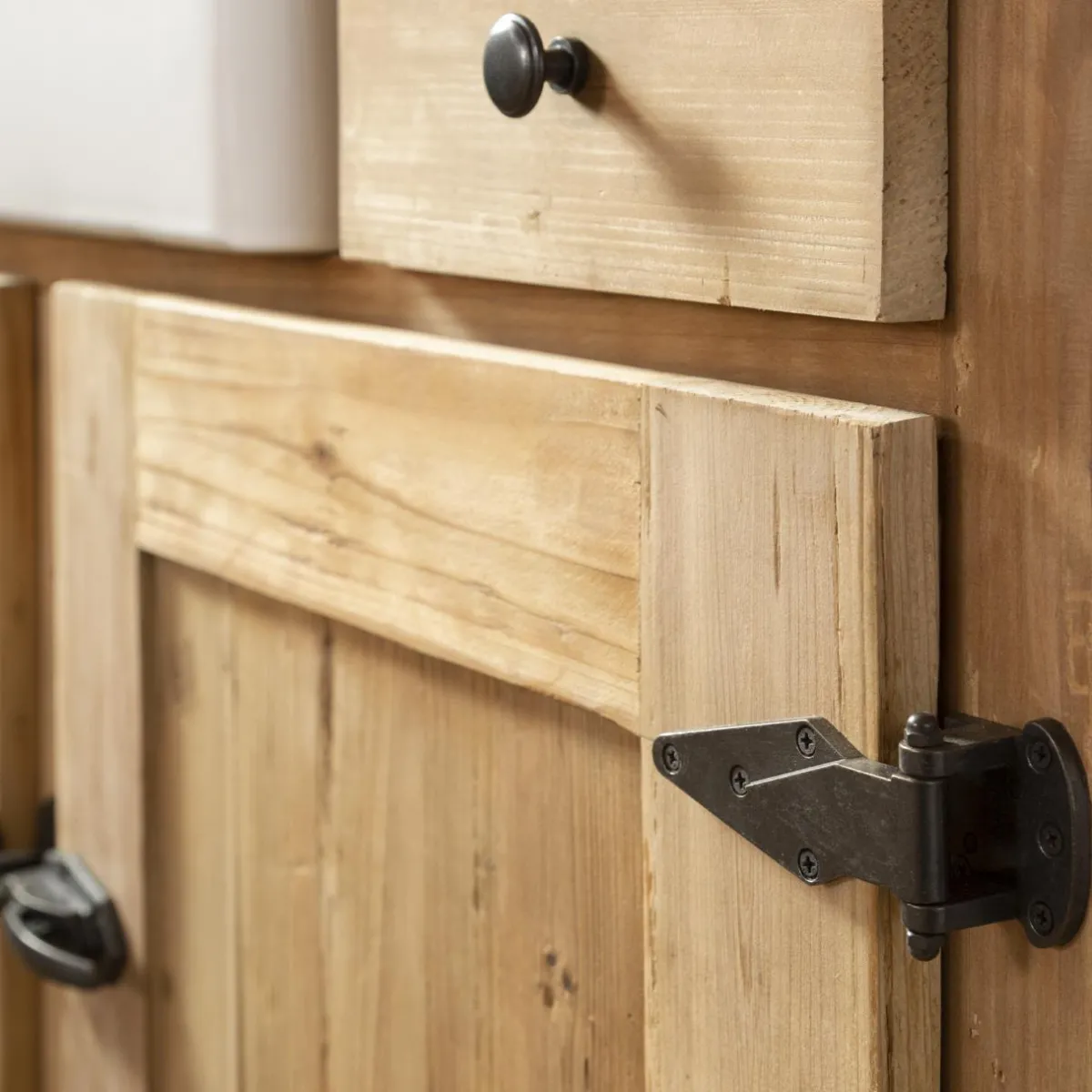 Made in Meubles Meuble sous vasque en bois recyclé et marbre Lizon