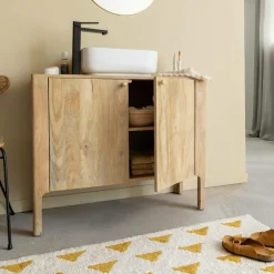 Made in Meubles Meuble sous vasque en bois de manguier Tonin