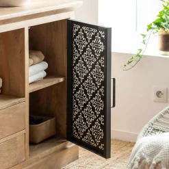 Made in Meubles Meuble sous vasque en bois de manguier Sahara