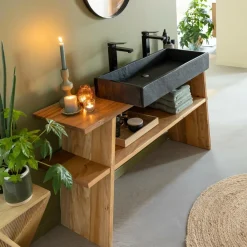 Made in Meubles Meuble sous vasque en bois recyclé Corin
