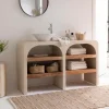 Made in Meubles Meuble sous vasque en bois effet béton et bois d'acacia Dalva