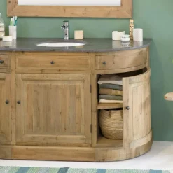 Made in Meubles Meuble sous vasque en bois recyclé Livio