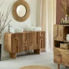 Made in Meubles Meuble sous vasque en bois d'acacia foncé Tilio