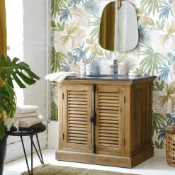 Made in Meubles Meuble sous vasque en bois recyclé Jude