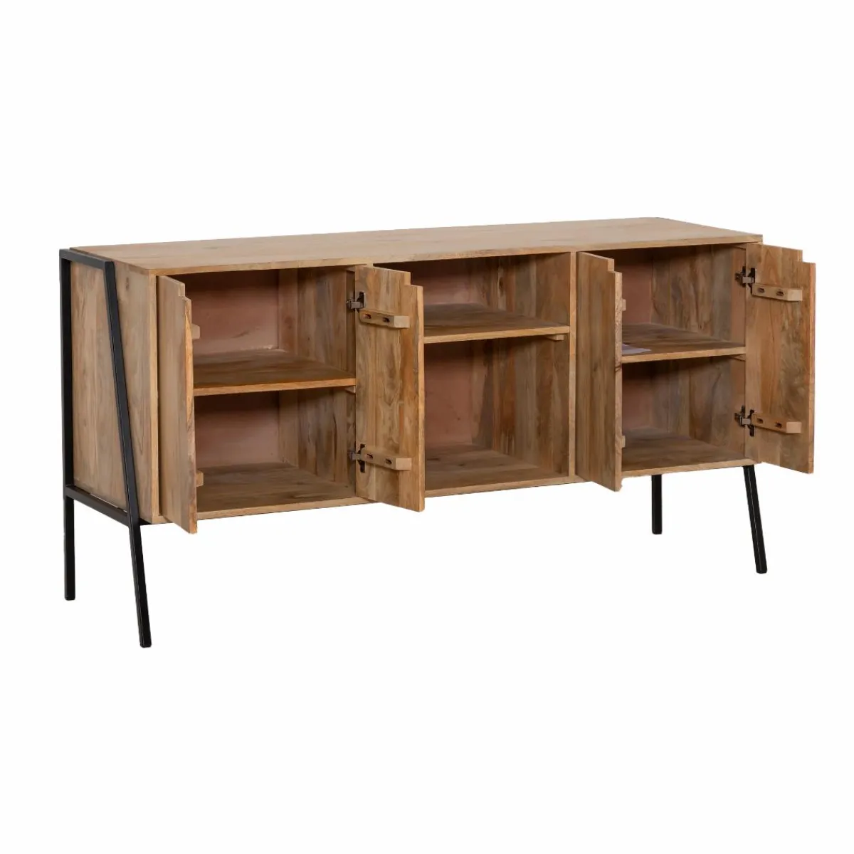 Made in Meubles Meuble sous vasque en bois de manguier et métal Jeanne