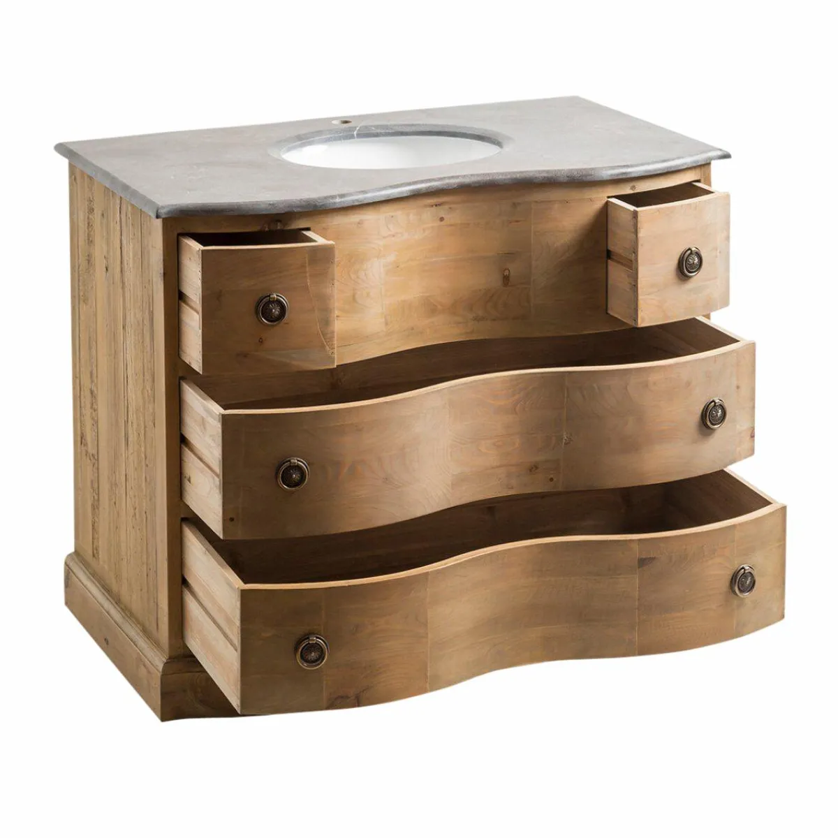 Made in Meubles Meuble sous vasque en bois recyclé Mia