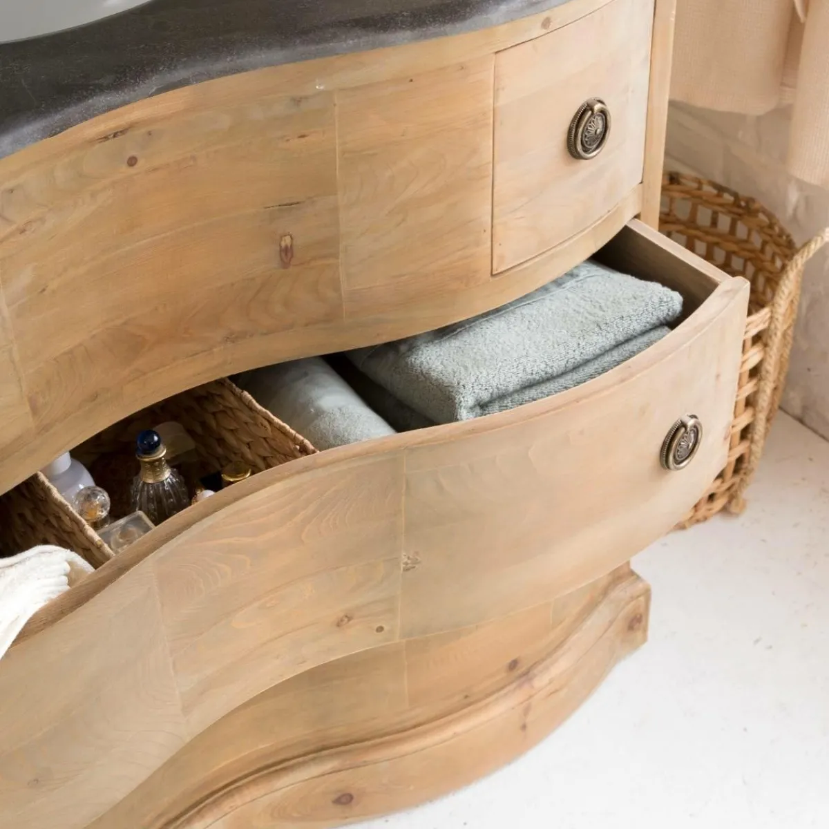 Made in Meubles Meuble sous vasque en bois recyclé Mia