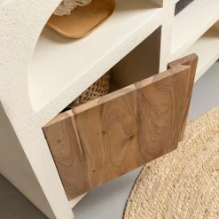Made in Meubles Meuble sous vasque en bois effet béton et bois d'acacia Dalva