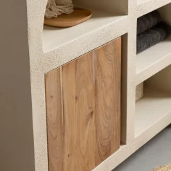 Made in Meubles Meuble sous vasque en bois effet béton et bois d'acacia Dalva