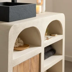 Made in Meubles Meuble sous vasque en bois effet béton et bois d'acacia Dalva