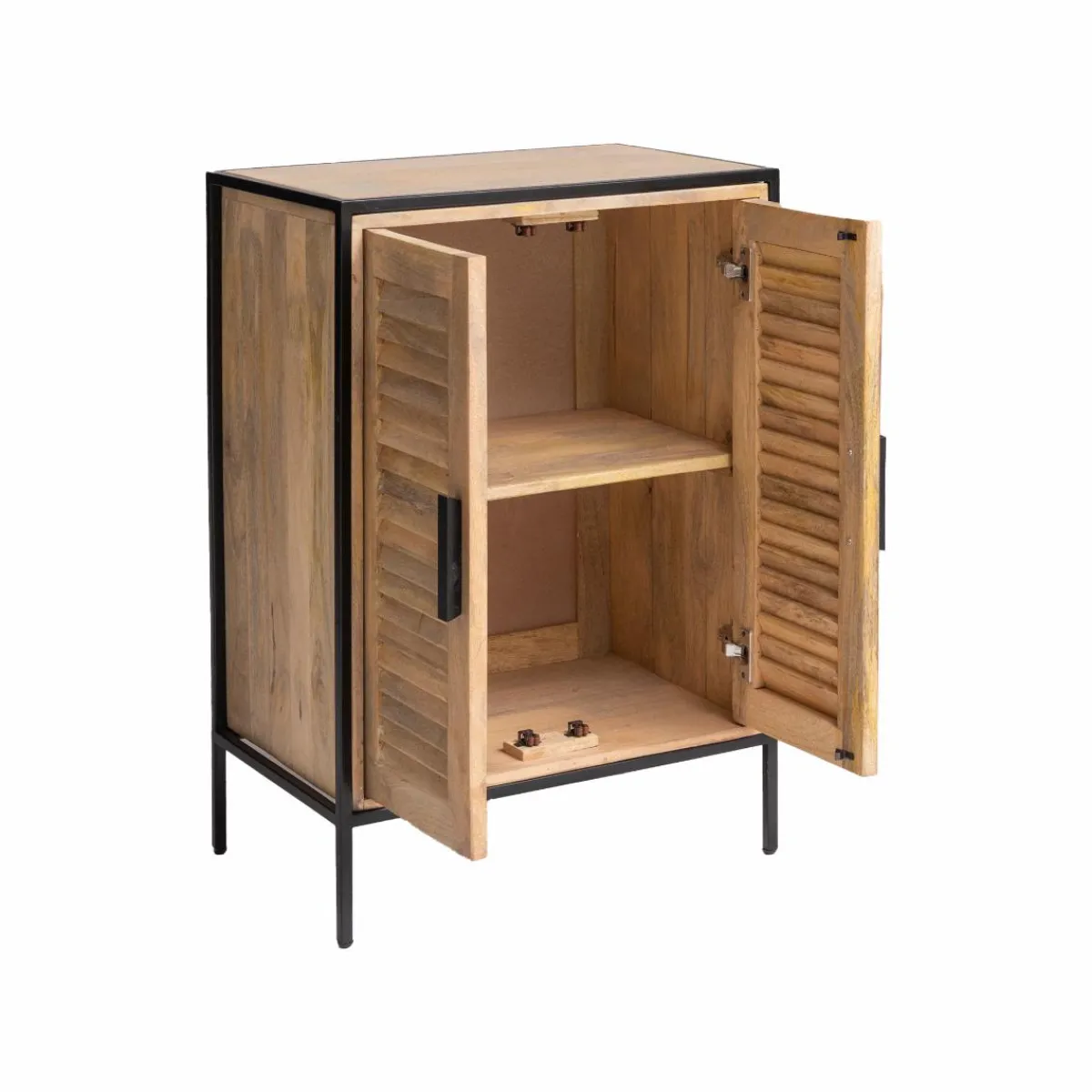 Made in Meubles Meuble sous vasque en bois de manguier et métal Coralie
