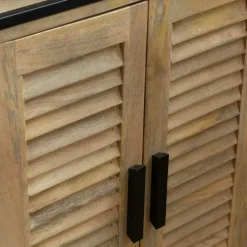 Made in Meubles Meuble sous vasque en bois de manguier et métal Coralie
