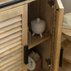 Made in Meubles Meuble sous vasque en bois de manguier et métal Coralie